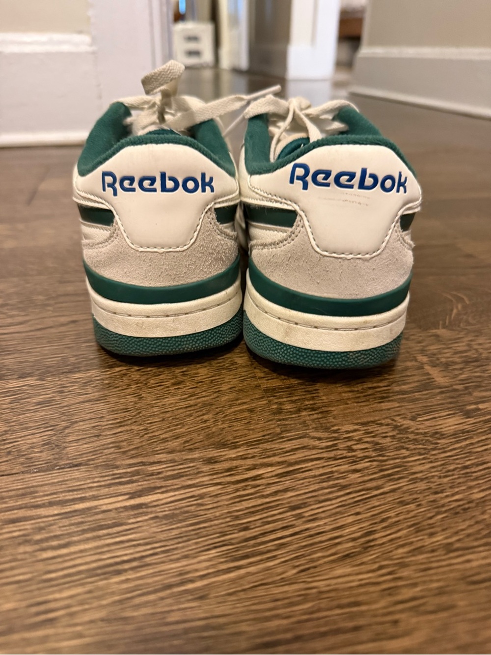 Reebok White Sneakers with Green and Blue Accents - Picture 5 of 7